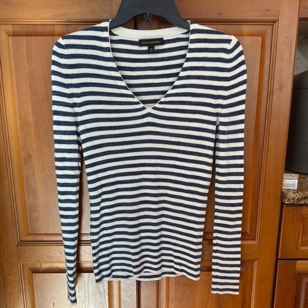 Banana Republic Striped V-Neck Sweater